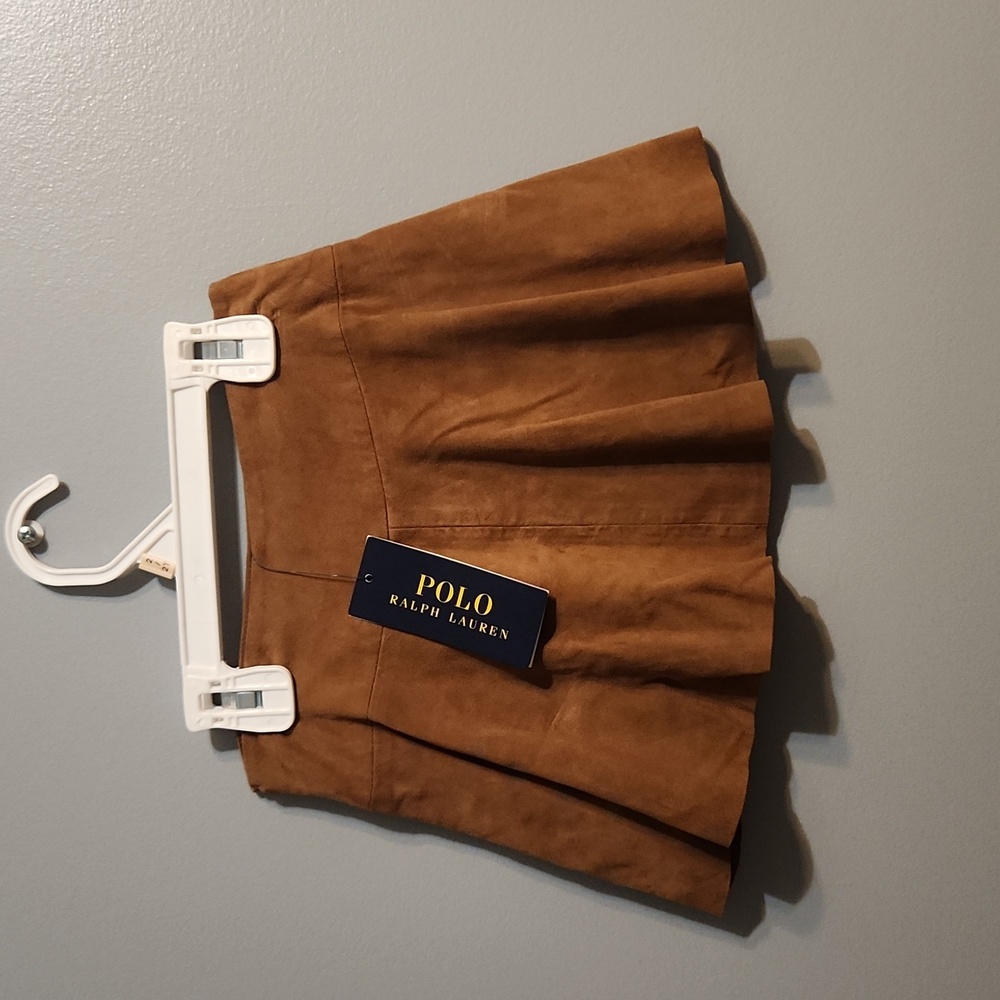 Polo Ralph Lauren Goat-Suede Leather Skirt Baby Girls' 2T Maple Side Zip Closure - Picture 1 of 4